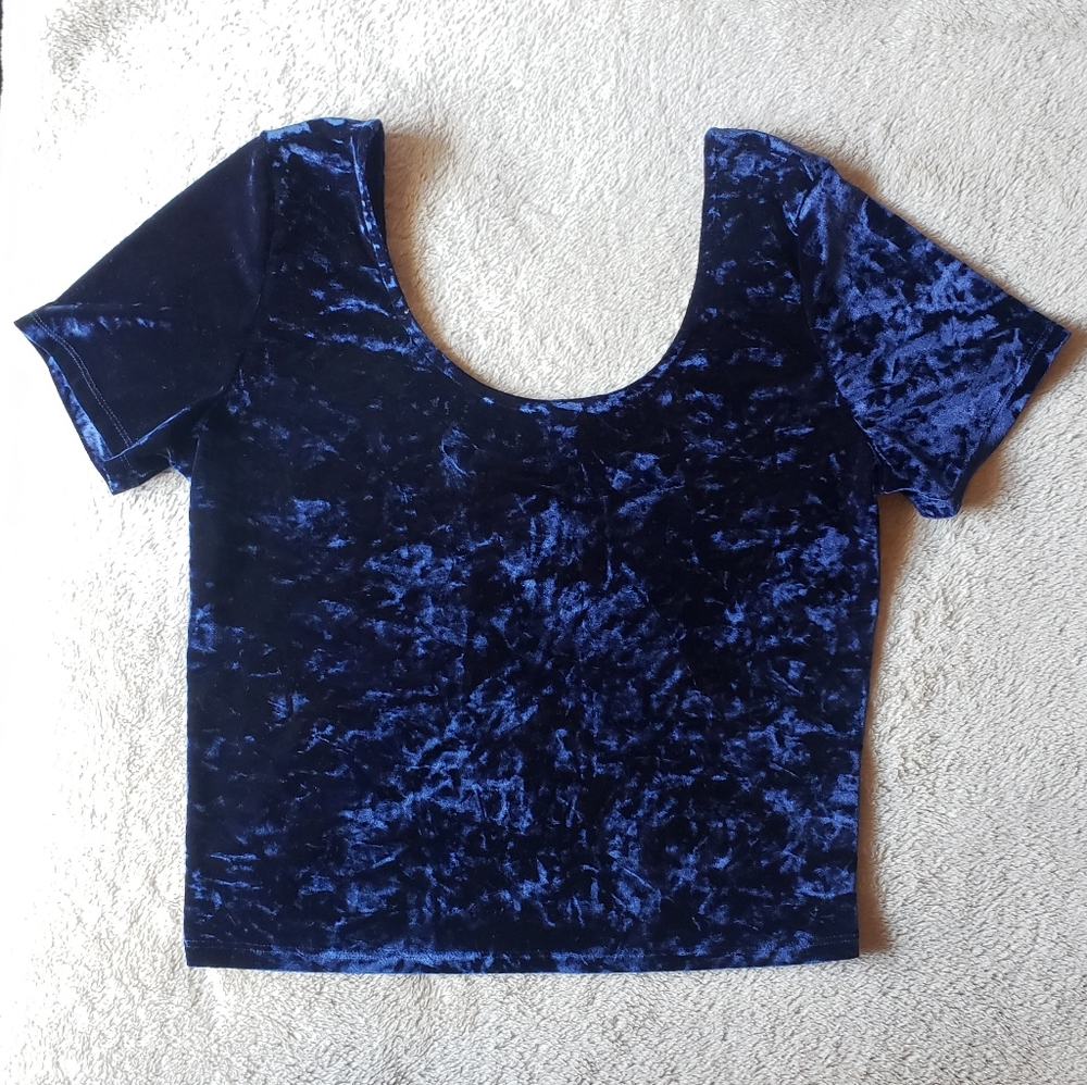 Joe Boxer Blue Velvet Crop Top - Size Large